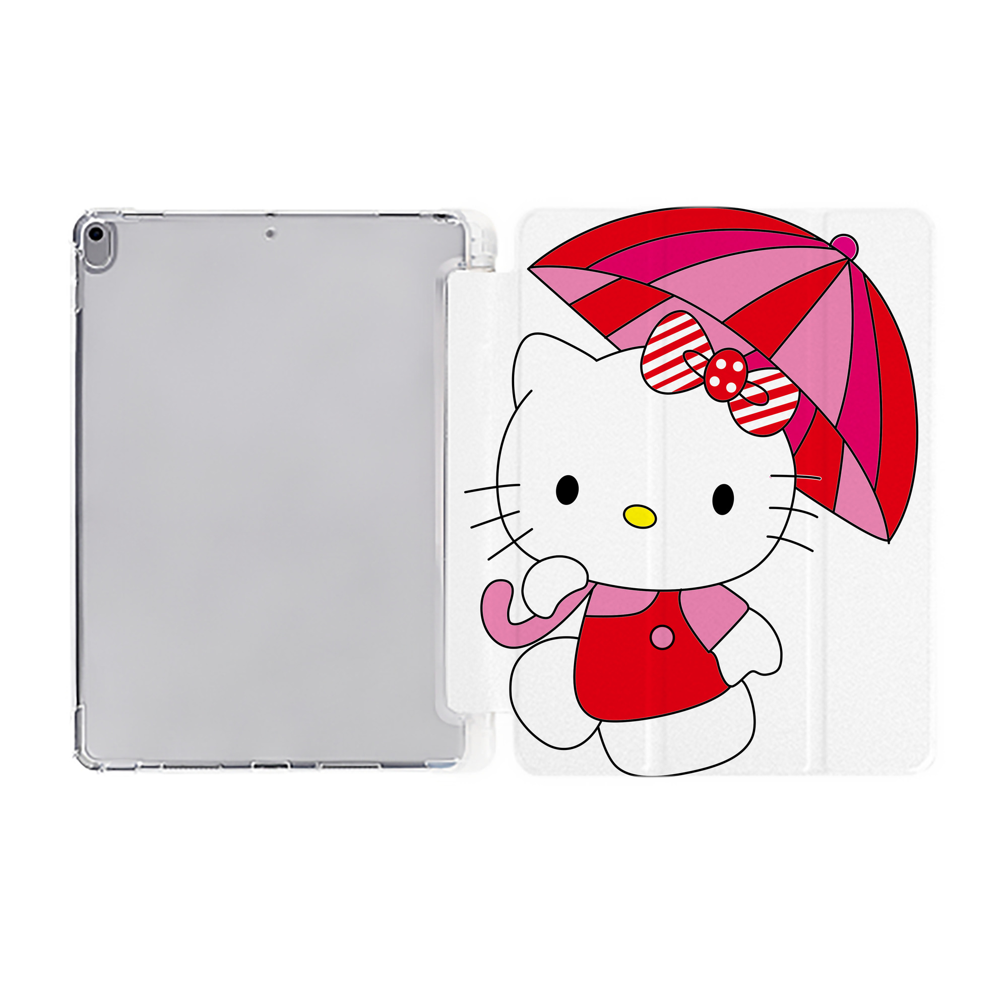 （画像用） Hello Kitty ハローキティ IPad ケース ペン収納付き 三つ折りスタンド PUレザー×シリコン 対応機種9.5/10.5/10.9インチ
